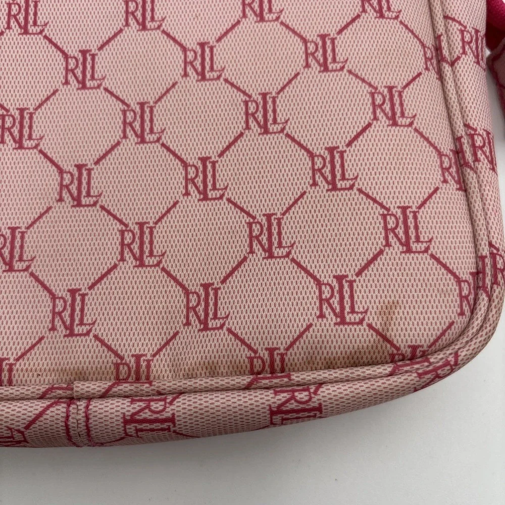 Lauren Ralph Lauren LRL Cosmetic Makeup Bags Pink &‎ Red Zipper Pouch Lot Of 2